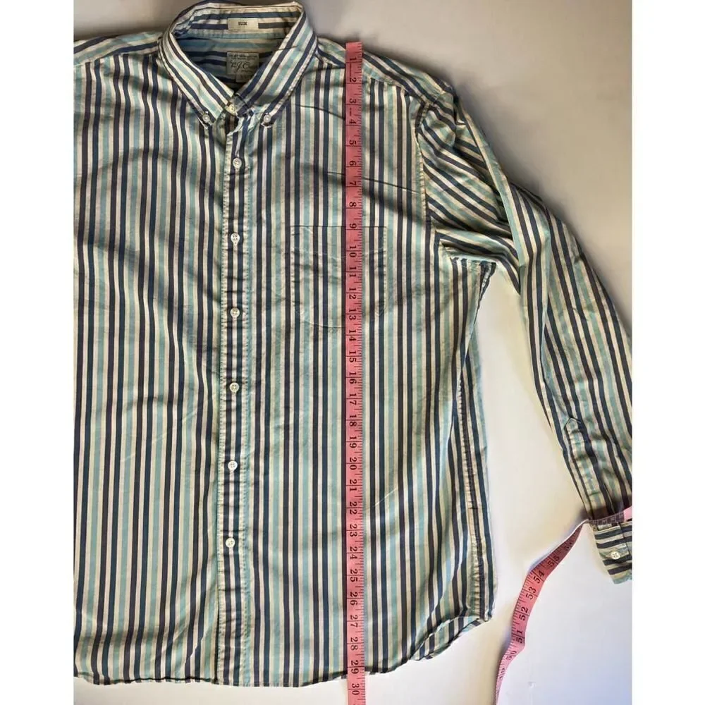 J. Crew Button Down Organic Cotton Shirt Stripes - Size XL